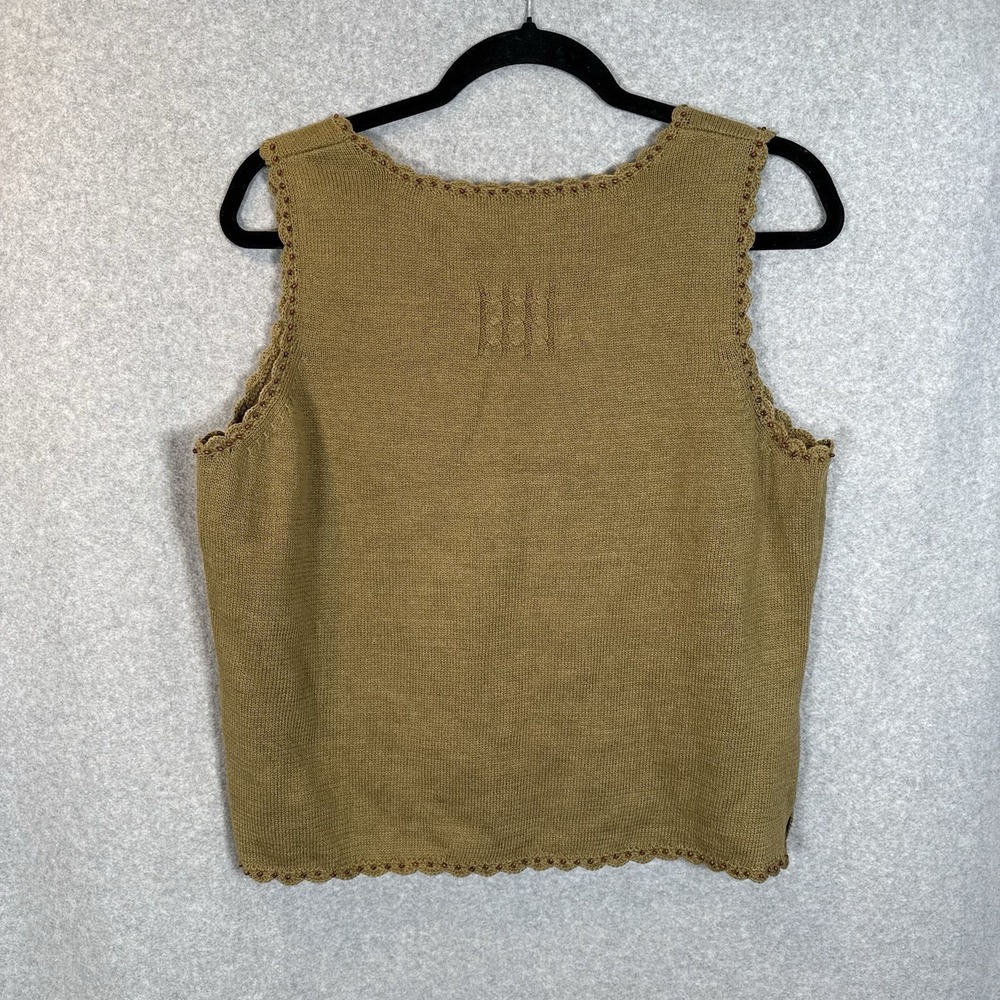 Marisa Christian Tank Top Womens XL Vintage Olive Green Beaded Knit - Picture 4 of 7